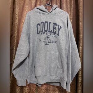 Vtg Cooley Law School Gray Hoodie Blue Letters Sz XL Fits 2X Thick Heavy Warm